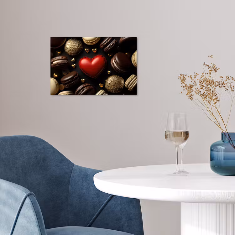 Macarons - Rood - Hart poster papier klein -sfeer3