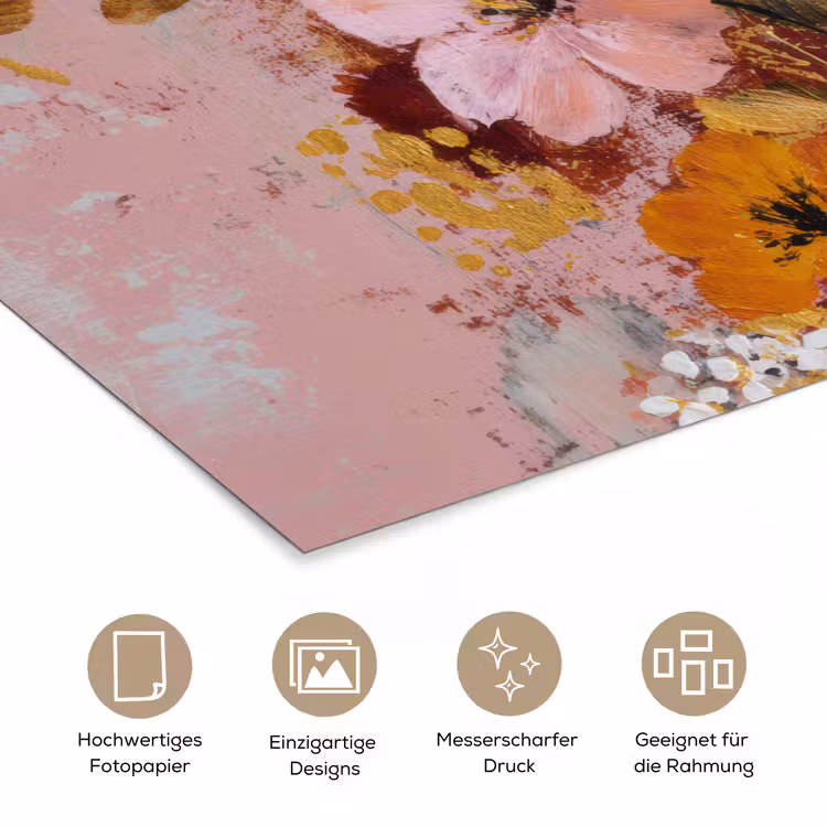 Schilderij - Bloemen - Rustiek - Roze poster papier klein -tcloseup_DE