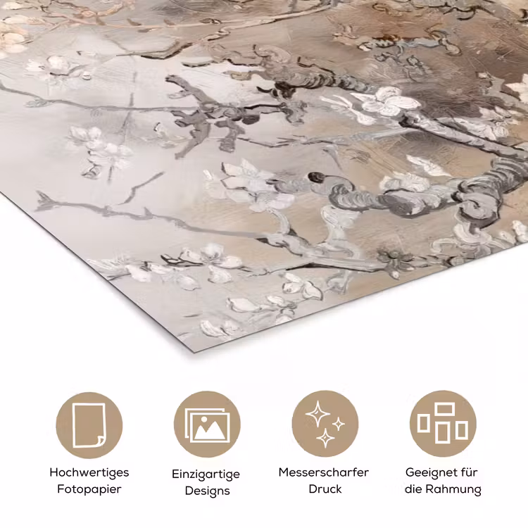 Amandelbloesem - Kunst - Van Gogh - Beige - Abstract poster papier klein -tcloseup_DE