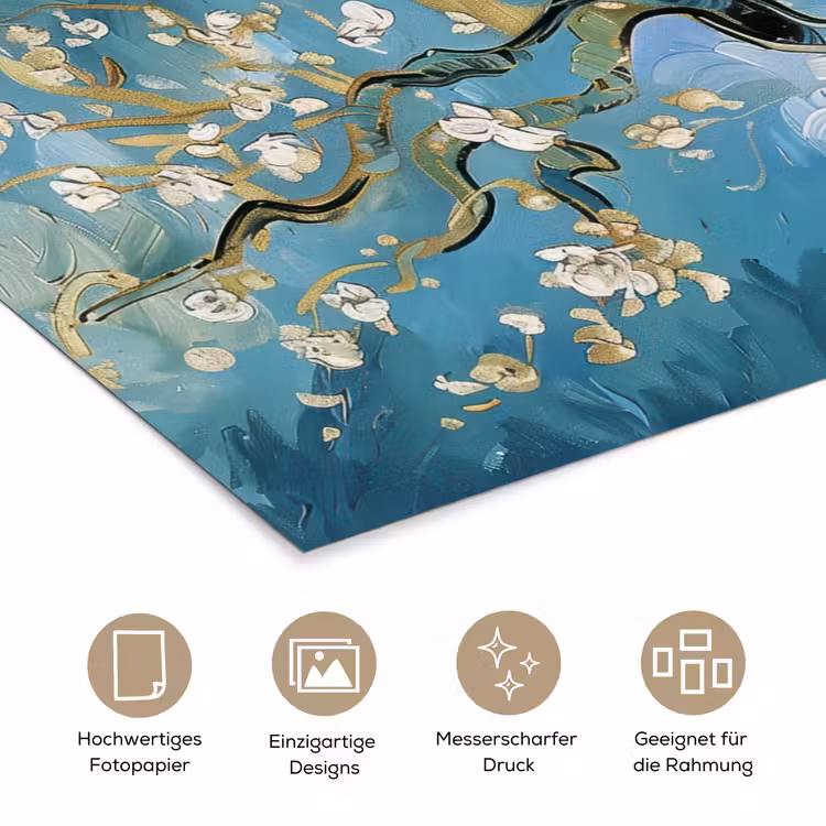 Amandelbloesem boom - Blauw - Abstract poster papier klein -tcloseup_DE