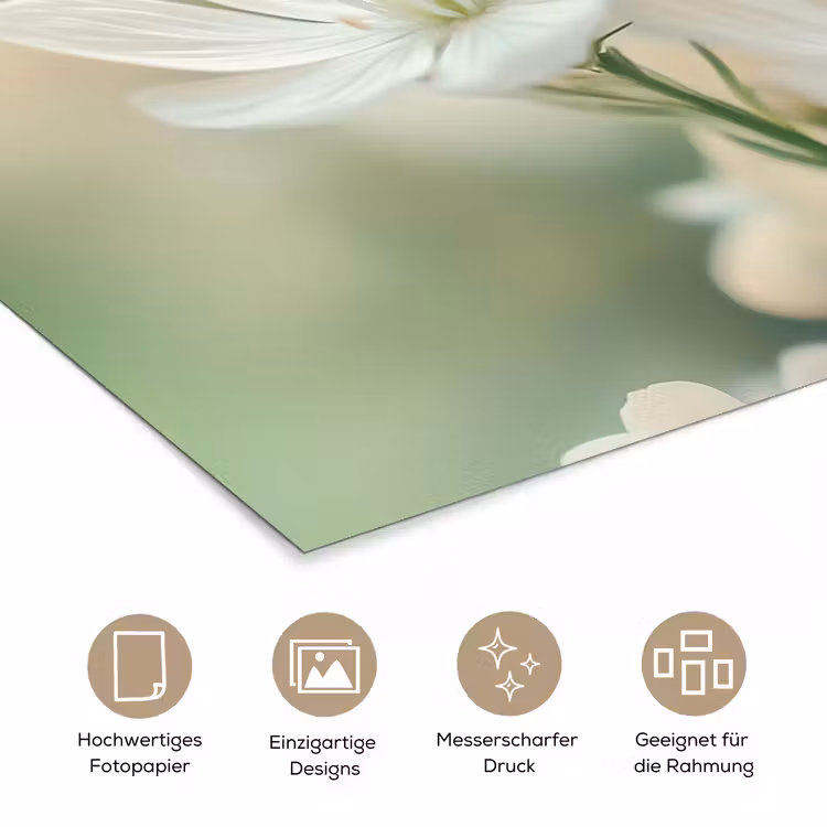 Lieveheersbeestje - Bloemen - Wit poster papier klein -tcloseup_DE