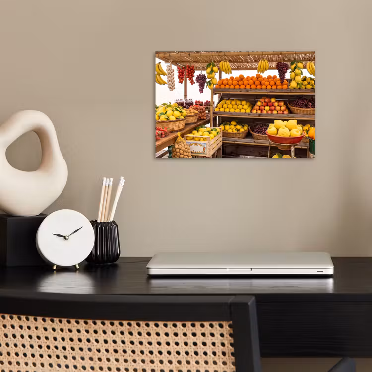 Poster - Marktstand – Obst – Frisch - Marktkraam - Fruit - Vers poster papier klein
