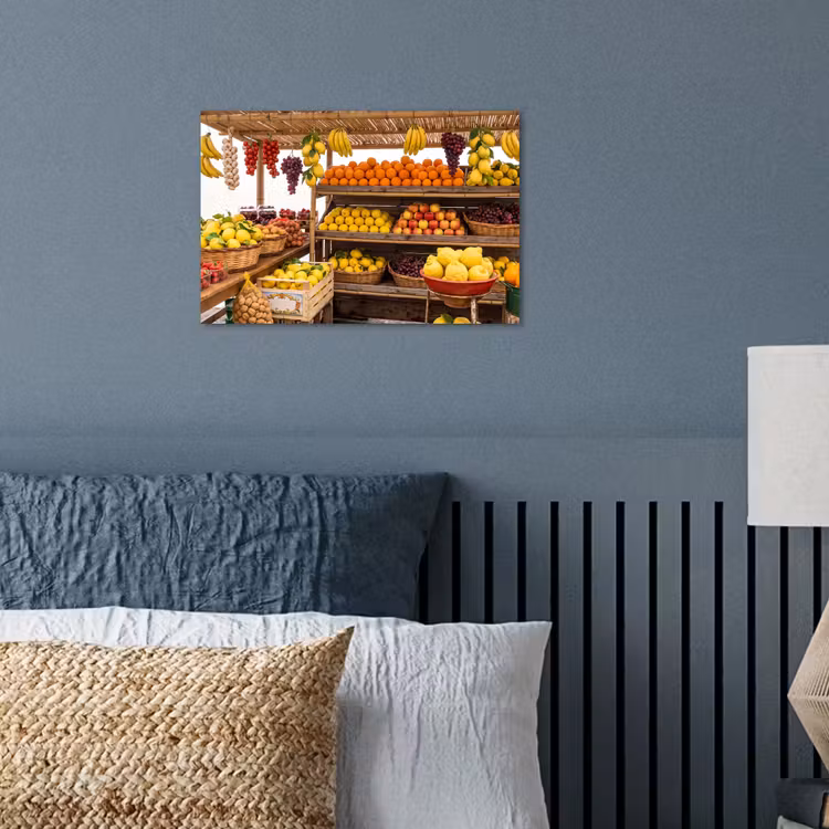 Poster - Marktstand – Obst – Frisch - Marktkraam - Fruit - Vers poster papier klein