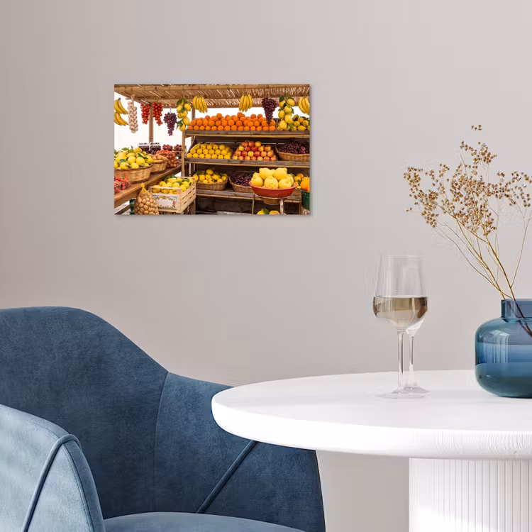 Poster - Marktstand – Obst – Frisch - Marktkraam - Fruit - Vers poster papier klein