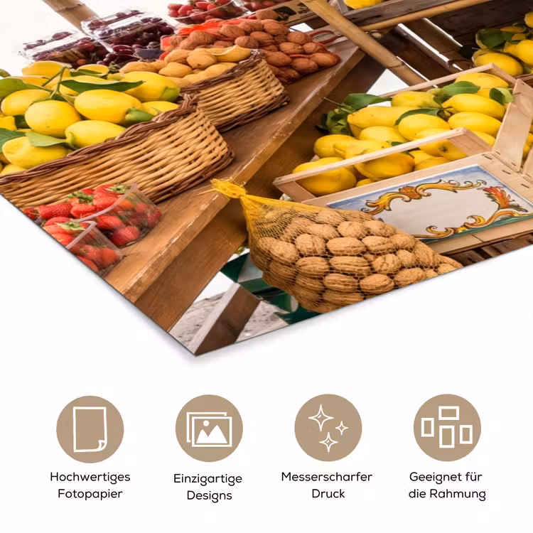Poster - Marktstand – Obst – Frisch - Marktkraam - Fruit - Vers poster papier klein