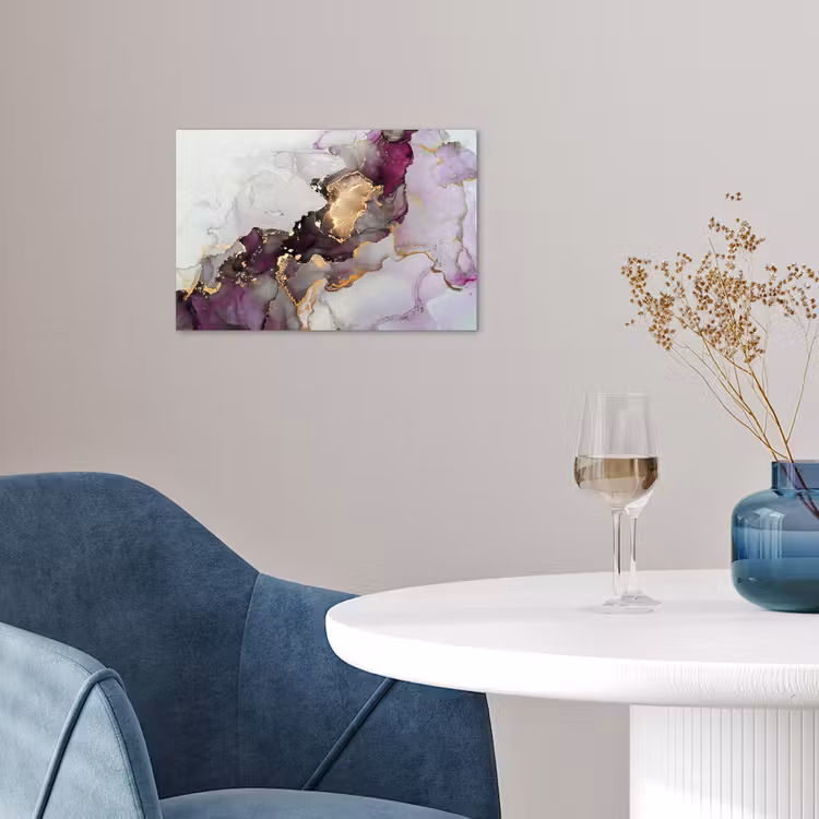 Marmer - Abstract - Goud - Paars poster papier klein -sfeer3
