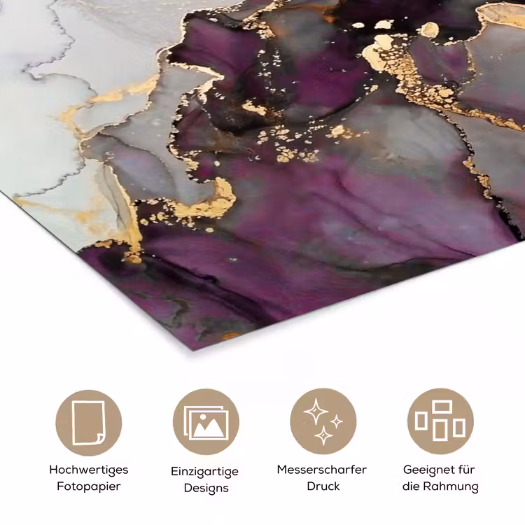 Marmer - Abstract - Goud - Paars poster papier klein -tcloseup_DE