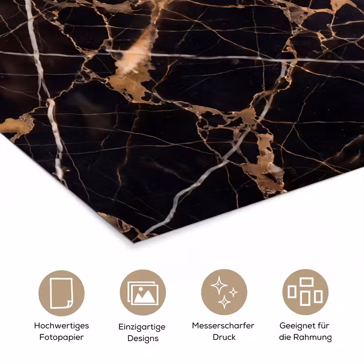 Marmer - Goud - Abstract - Zwart poster papier klein -tcloseup_DE