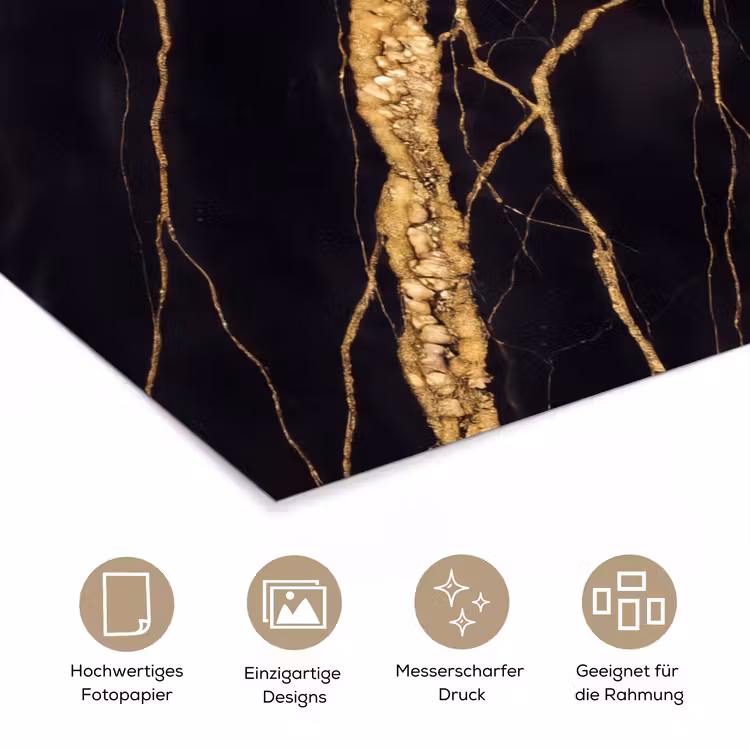 Marmer - Goud - Textuur - Abstract - Zwart poster papier klein -tcloseup_DE