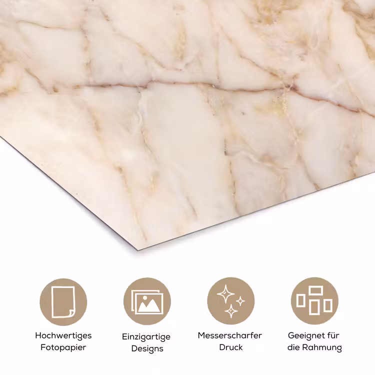 Marmer - Ader - Abstract - Wit - Goud poster papier klein -tcloseup_DE