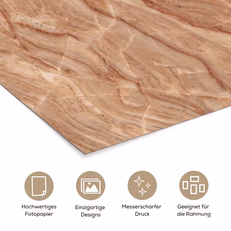 Marmer - Ader - Natuur - Abstract - Beige poster papier klein -tcloseup_DE