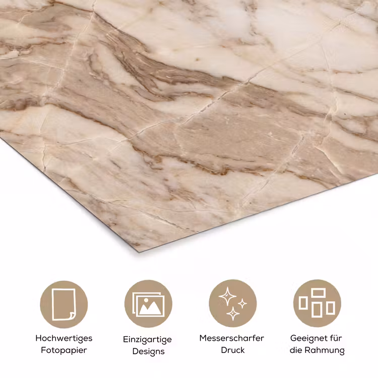 Marmer - Aderen - Textuur - Beige - Modern poster papier klein -tcloseup_DE