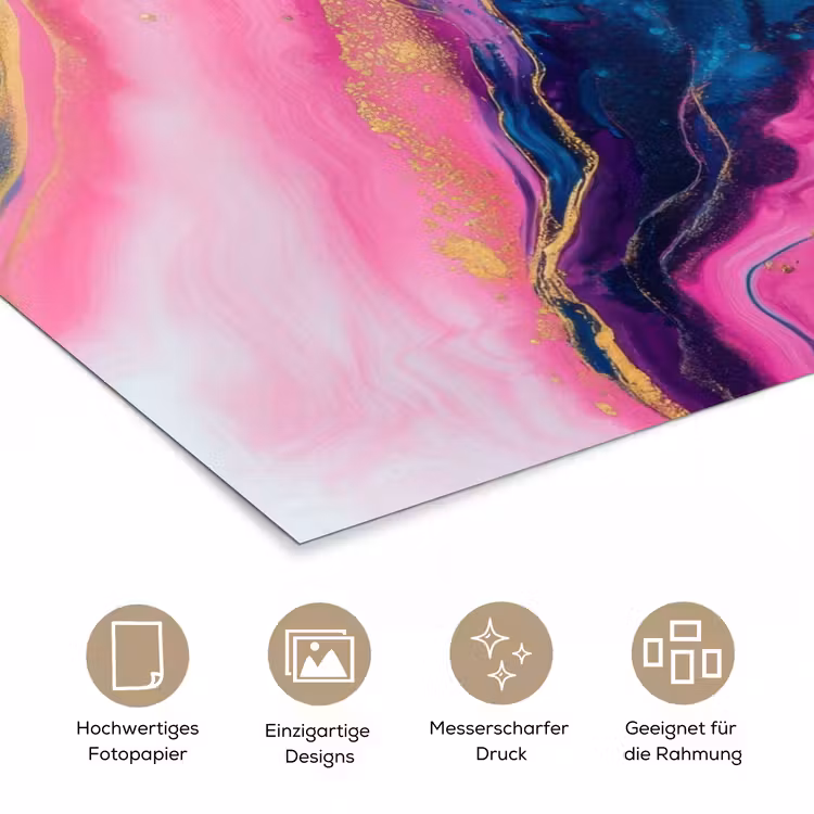 Marmer - Modern - Goud poster papier klein -tcloseup_DE