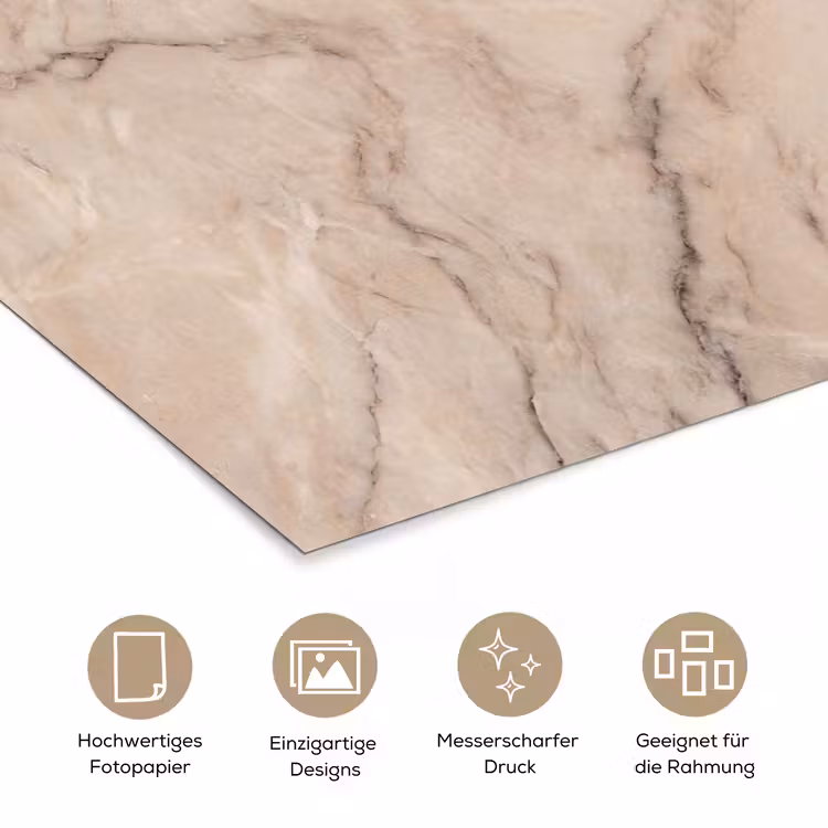 Marmer - Patroon - Abstract - Modern - Beige poster papier klein -tcloseup_DE