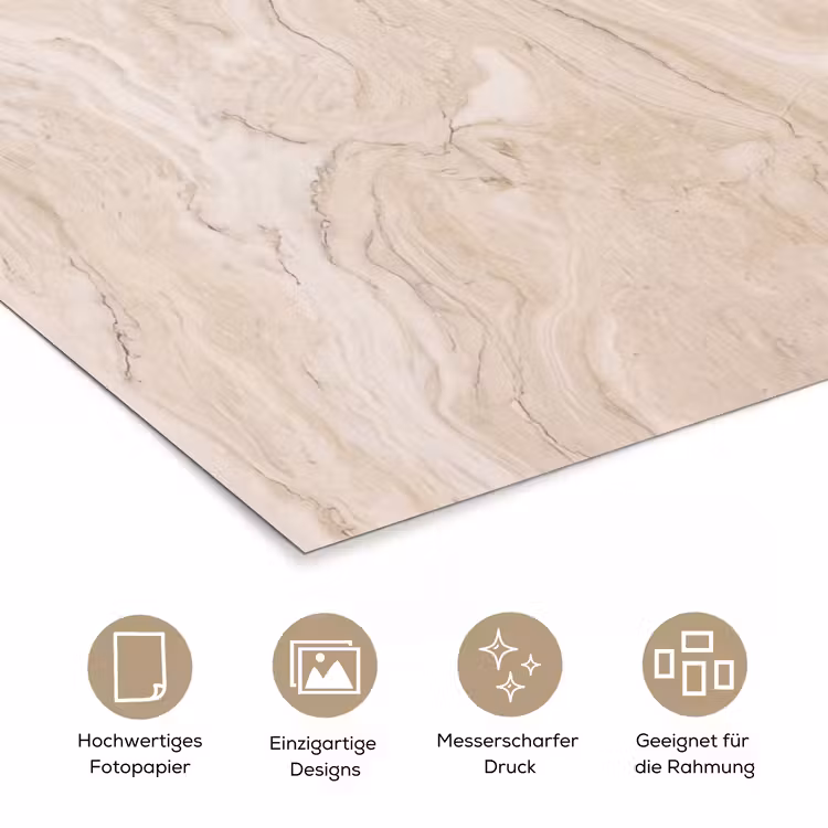 Marmer - Patroon - Beige - Steen - Abstract poster papier klein -tcloseup_DE