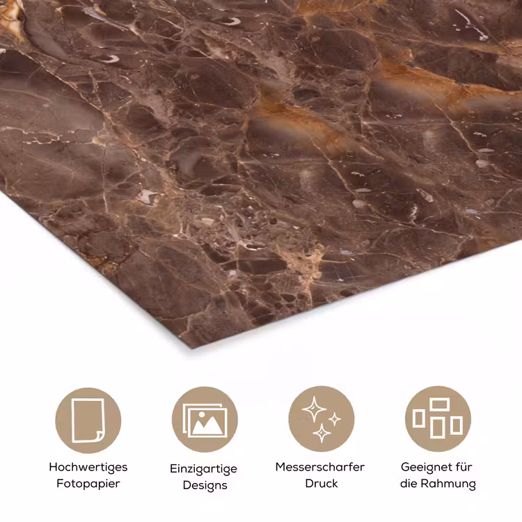 Marmer - Patroon - Natuur - Bruin - Goud poster papier klein -tcloseup_DE