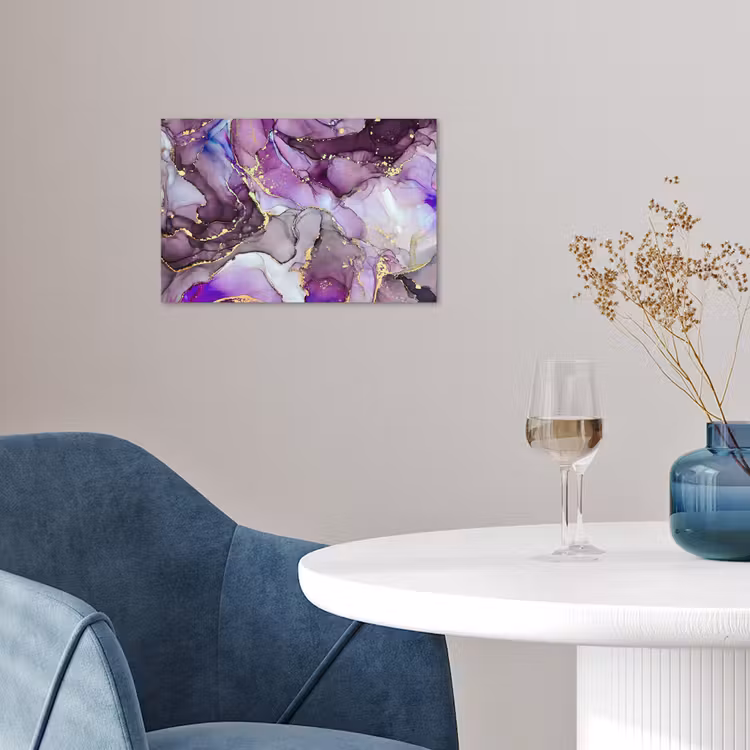 Marmer - Roze - Paars - Gold poster papier klein -sfeer3