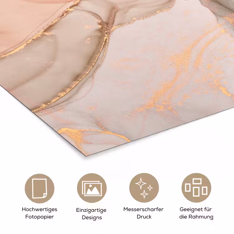 Marmer - Roze - Rosé poster papier klein -tcloseup_DE