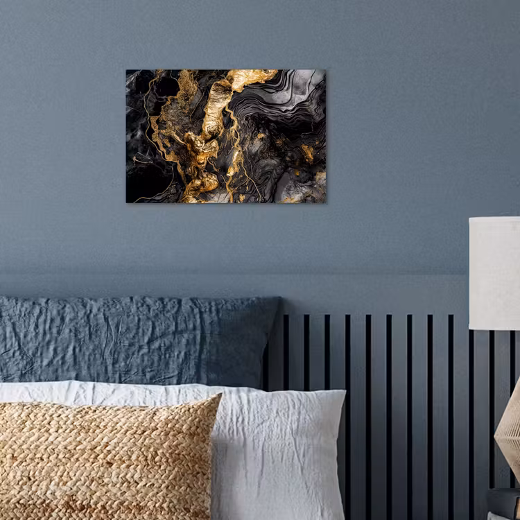 Marmer - Zwart - Goud - Abstract poster papier klein -sfeer2