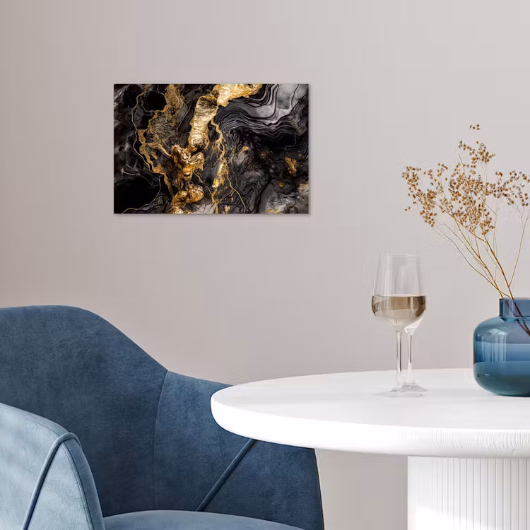 Marmer - Zwart - Goud - Abstract poster papier klein -sfeer3