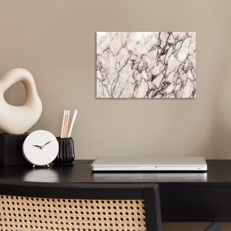 Marmer - Textuur - Abstract - Wit - Bruin poster papier klein -sfeer1