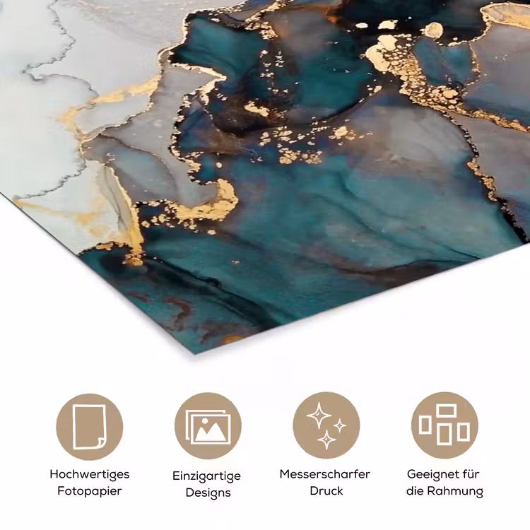 Marmer print - Goud - Blauw poster papier klein -tcloseup_DE