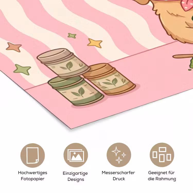 Matcha - Hond - Roze - Groen poster papier klein -tcloseup_DE