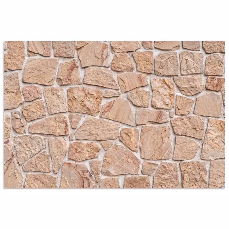 Muur - Steen - Patroon - Rustiek - Beige poster papier klein -3d