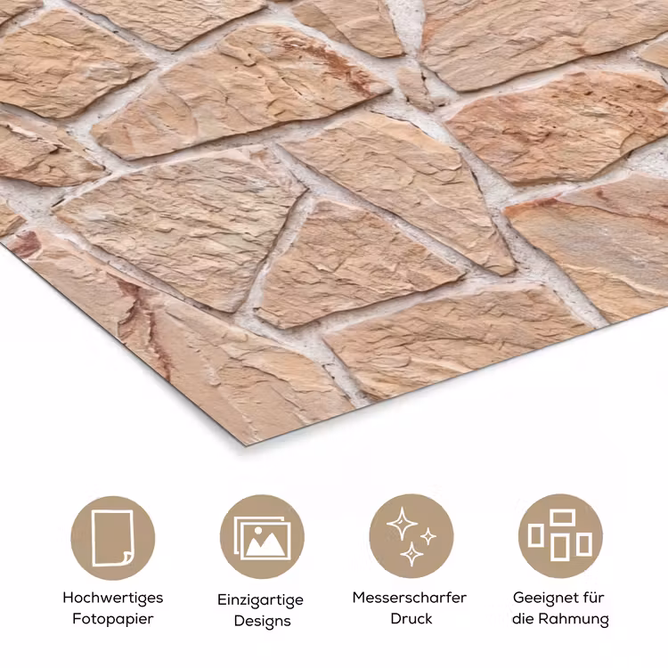 Muur - Steen - Patroon - Rustiek - Beige poster papier klein -tcloseup_DE