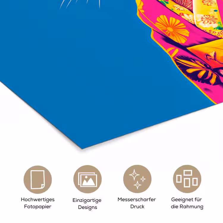 Muis - Kimono - Bloemen - Blauw poster papier klein -tcloseup_DE