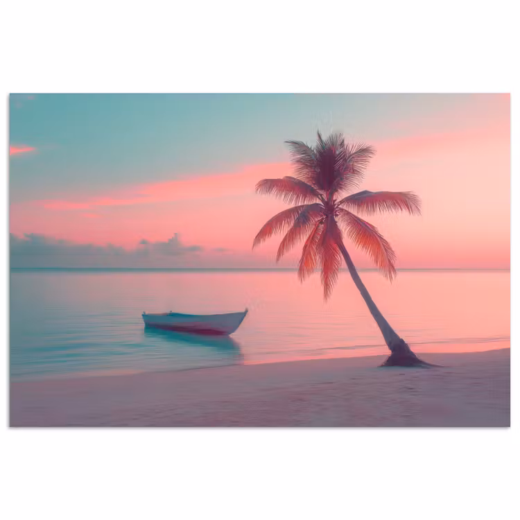 Zee - Boot - Zonsondergang poster papier klein -3d