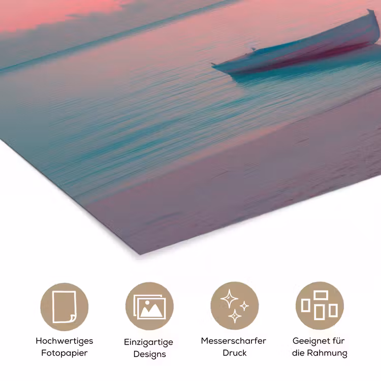 Zee - Boot - Zonsondergang poster papier klein -tcloseup_DE