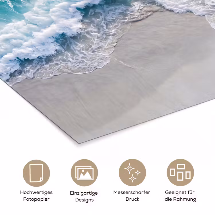 Zee - Golf - Strand - Natuur - Blauw poster papier klein -tcloseup_DE