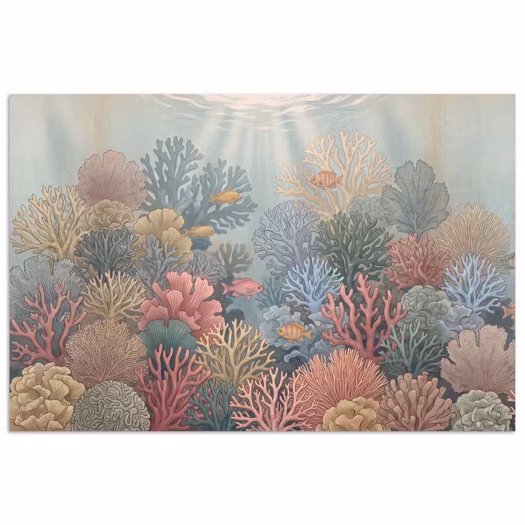 Zee - Koraal - Vis - Natuur - Kleurrijk poster papier klein -3d