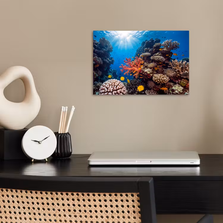 Zee - Koraalrif - Natuur - Levendig - Blauw poster papier klein -sfeer1