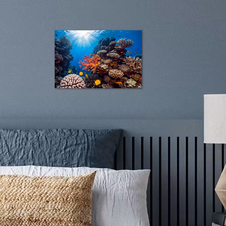 Zee - Koraalrif - Natuur - Levendig - Blauw poster papier klein -sfeer2
