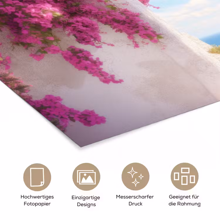 Zee - Roze - Bloemen - Poort poster papier klein -tcloseup_DE