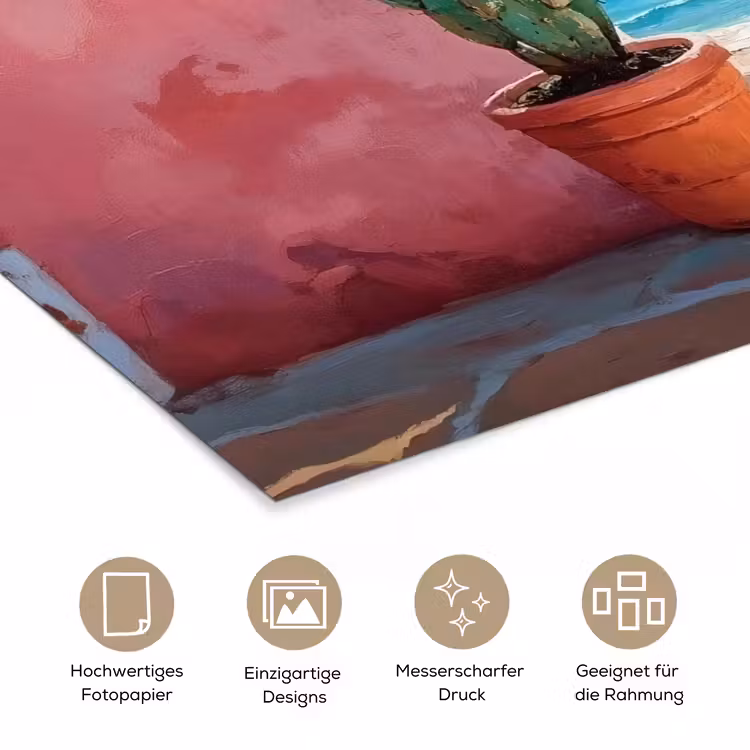 Zee - Roze - Cactus poster papier klein -tcloseup_DE