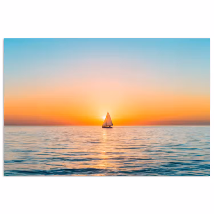 Zee - Zeilboot - Zonsondergang poster papier klein -3d