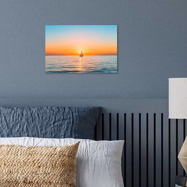 Zee - Zeilboot - Zonsondergang poster papier klein -sfeer2