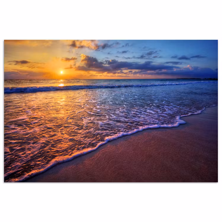 Zee - Strand - Zonsondergang - Wolken - Horizon poster papier klein -3d