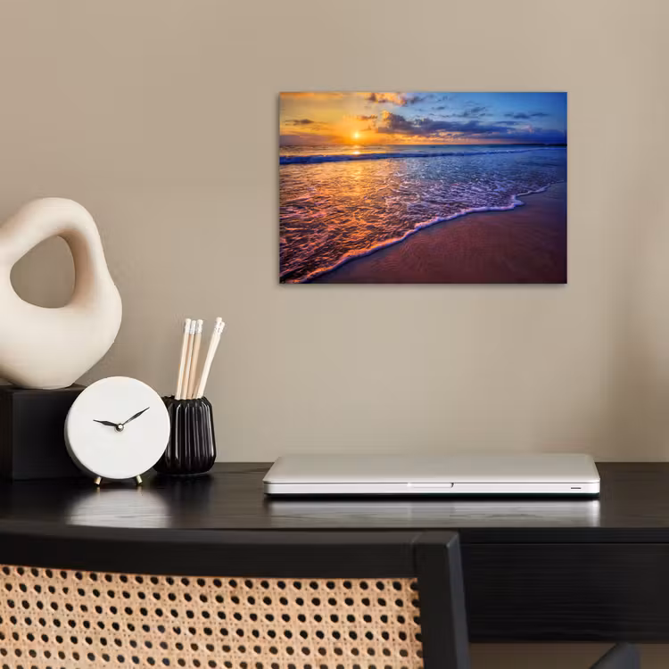 Zee - Strand - Zonsondergang - Wolken - Horizon poster papier klein -sfeer1