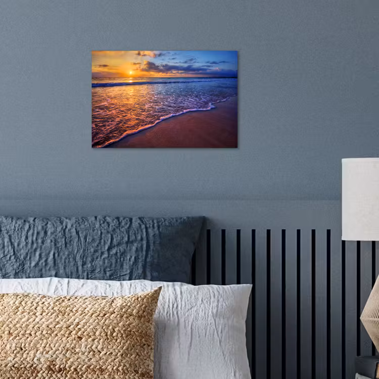 Zee - Strand - Zonsondergang - Wolken - Horizon poster papier klein -sfeer2