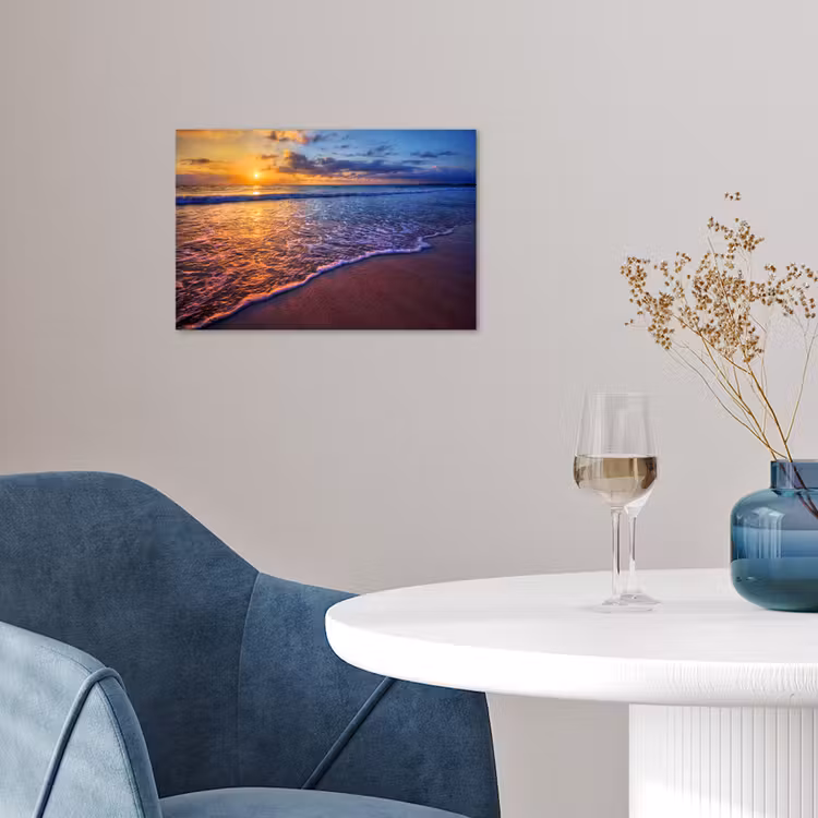 Zee - Strand - Zonsondergang - Wolken - Horizon poster papier klein -sfeer3