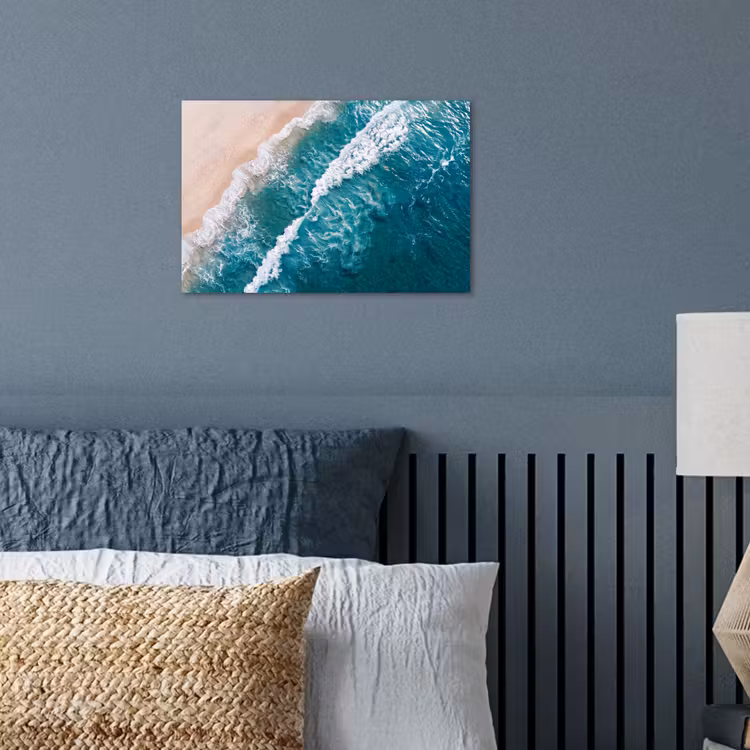 Zee - Strand - Golven - Natuur - Blauw poster papier klein -sfeer2