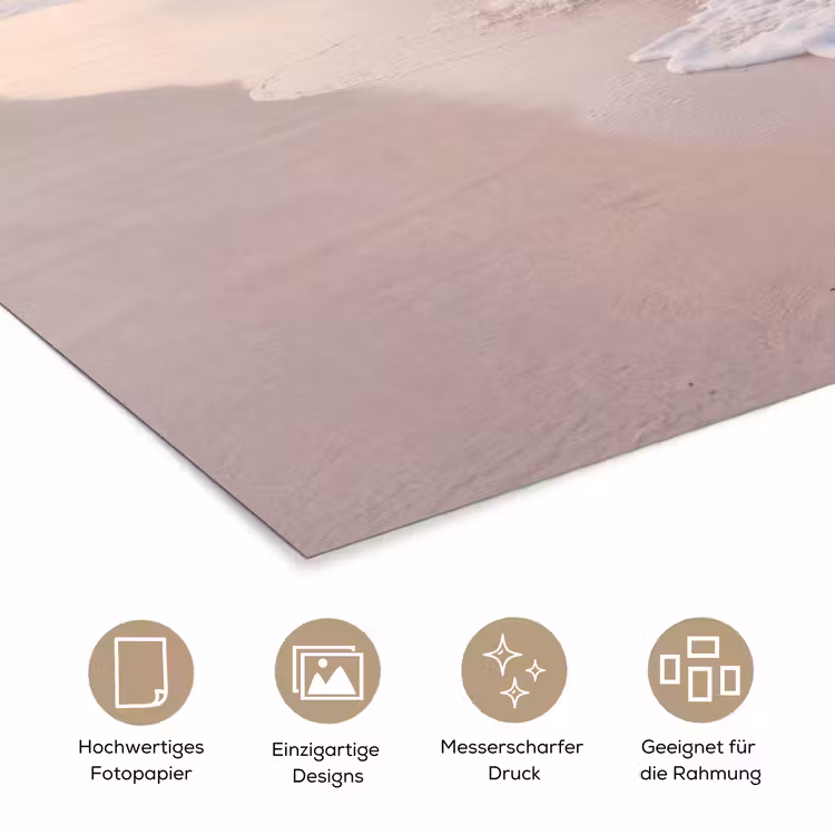 Zee - Golven - Strand - Natuur - Wit poster papier klein -tcloseup_DE