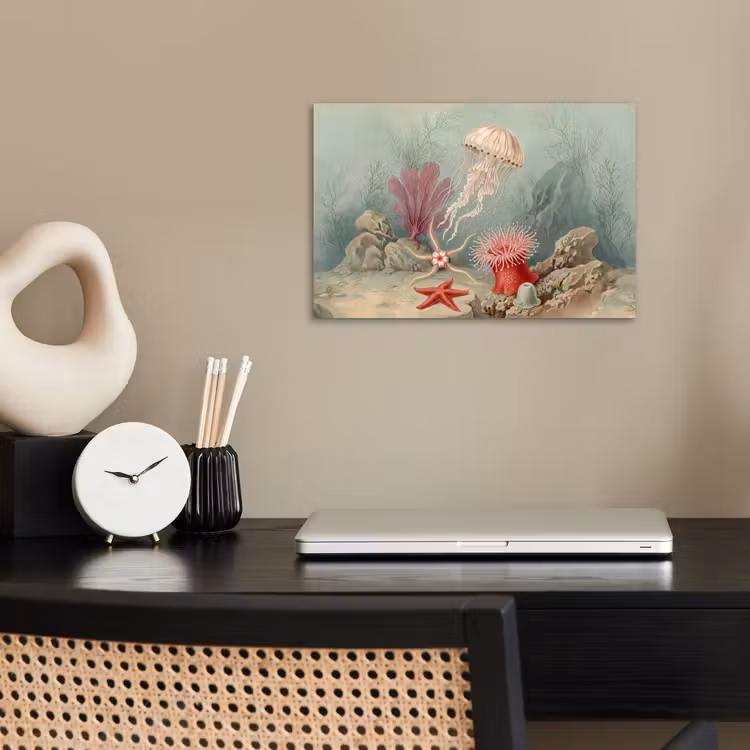 Zeeleven - Kwal - Onderwater - Illustratie - Beige poster papier klein -sfeer1