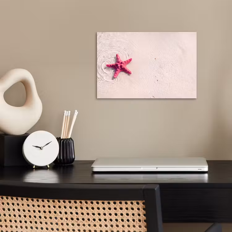 Zeeleven - Zeester - Strand - Roze - Water poster papier klein -sfeer1