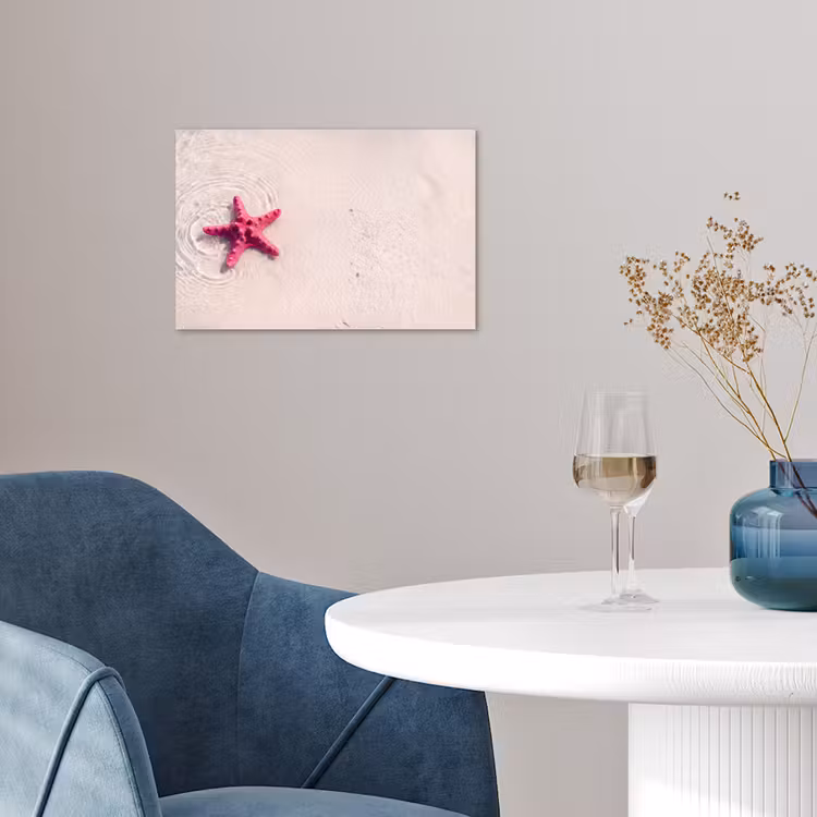 Zeeleven - Zeester - Strand - Roze - Water poster papier klein -sfeer3