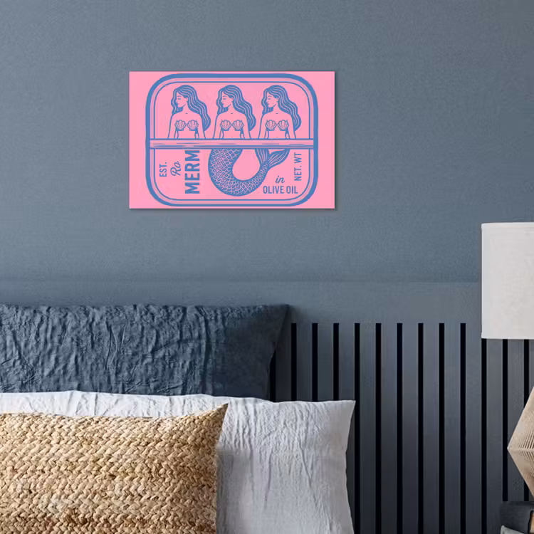 Meermin - Sardineblik - Illustratie - Roze - Retro poster papier klein -sfeer2